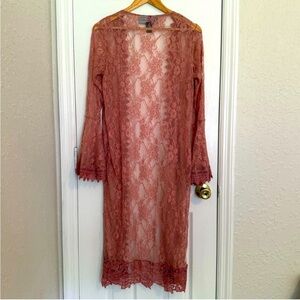 Polly & Esther Rose Lace Sheer Cardigan Kimono